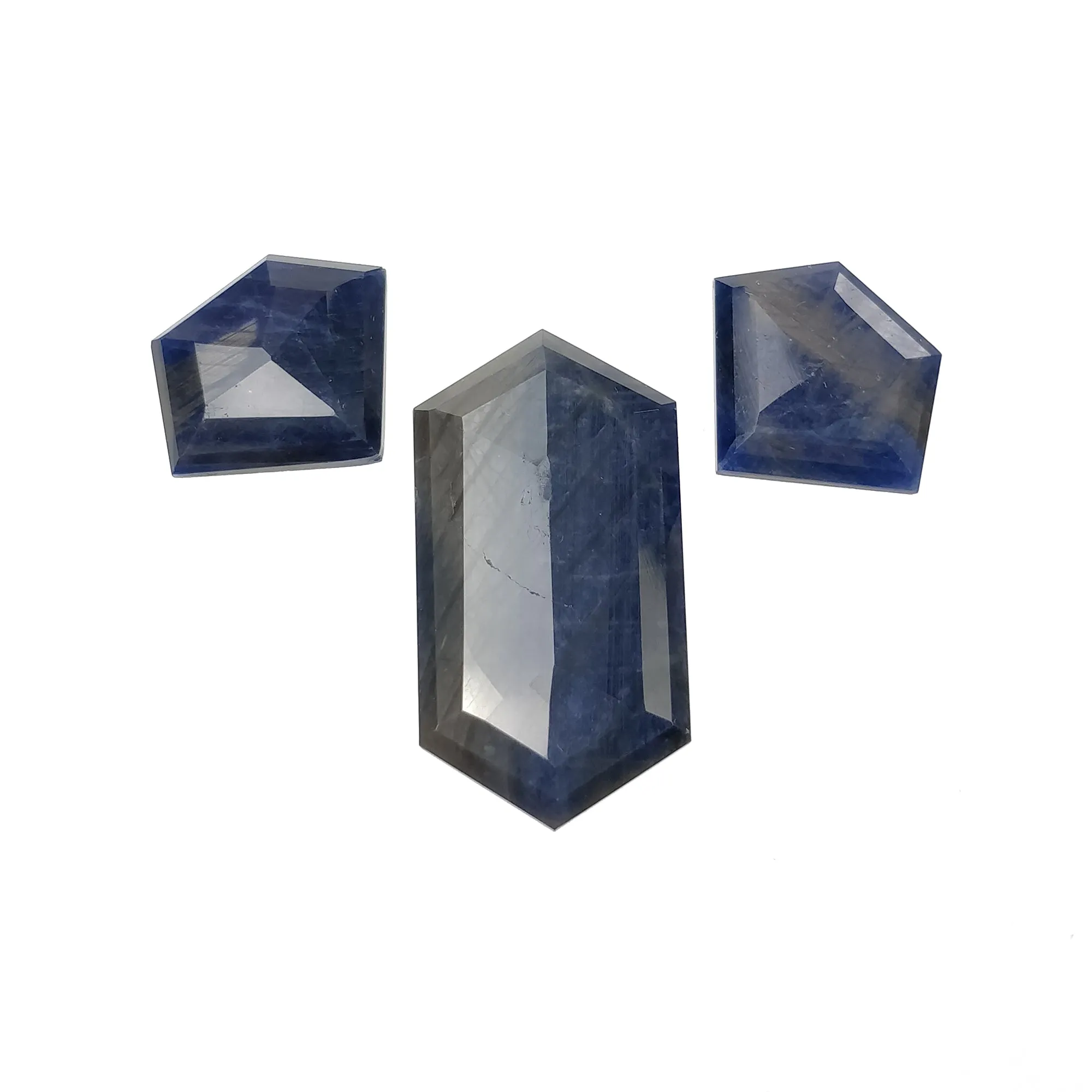 BLUE SILVER Sheen SAPPHIRE Gemstone Normal Cut : 41.90cts Natural Untreated Unheated Sapphire Uneven Shape 3pcs