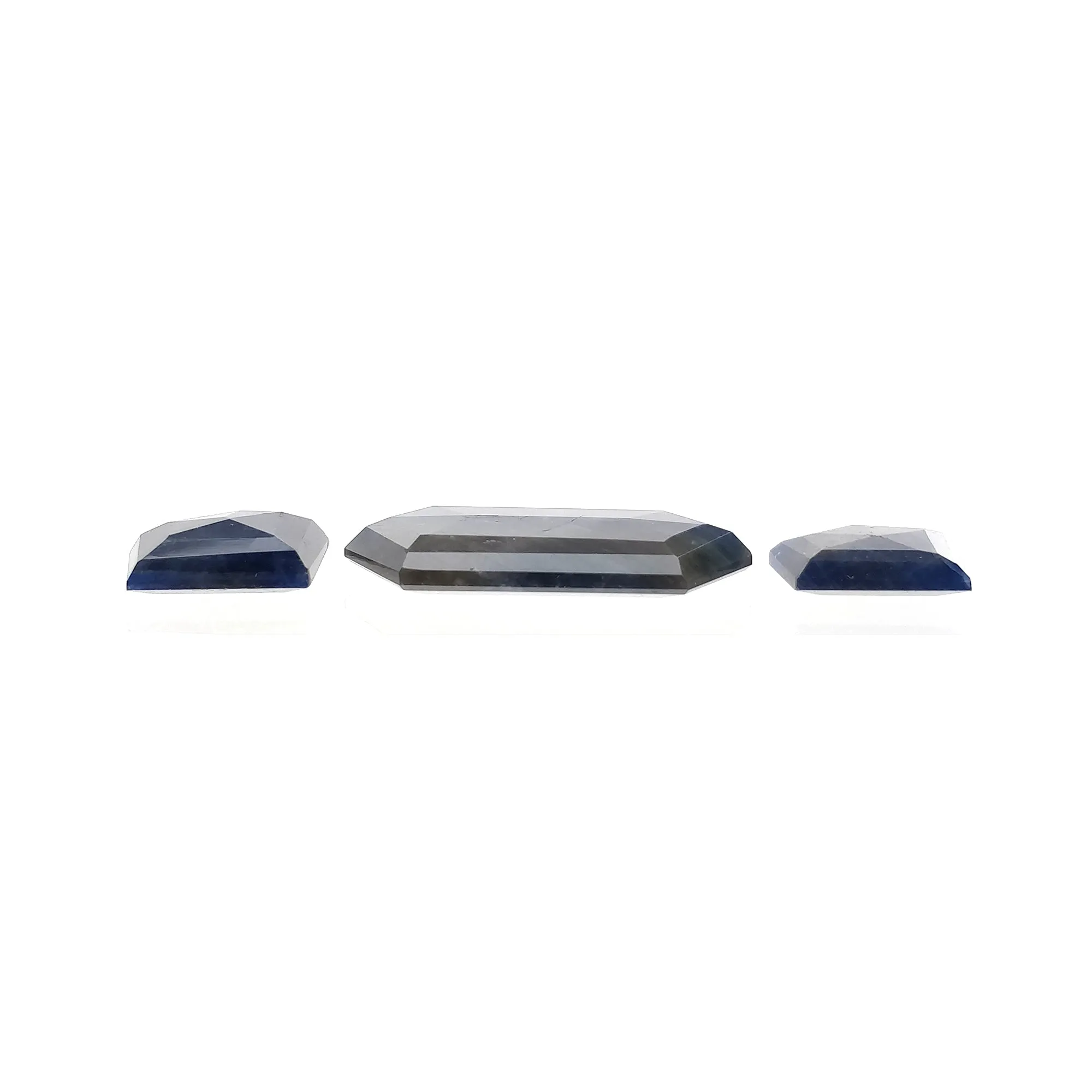 BLUE SILVER Sheen SAPPHIRE Gemstone Normal Cut : 41.90cts Natural Untreated Unheated Sapphire Uneven Shape 3pcs