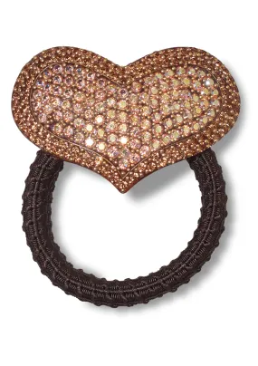 Brown crystal heart elastic