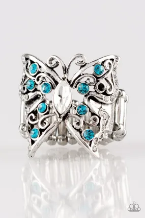 Butterfly Bliss Blue Gem Ring - Paparazzi Accessories