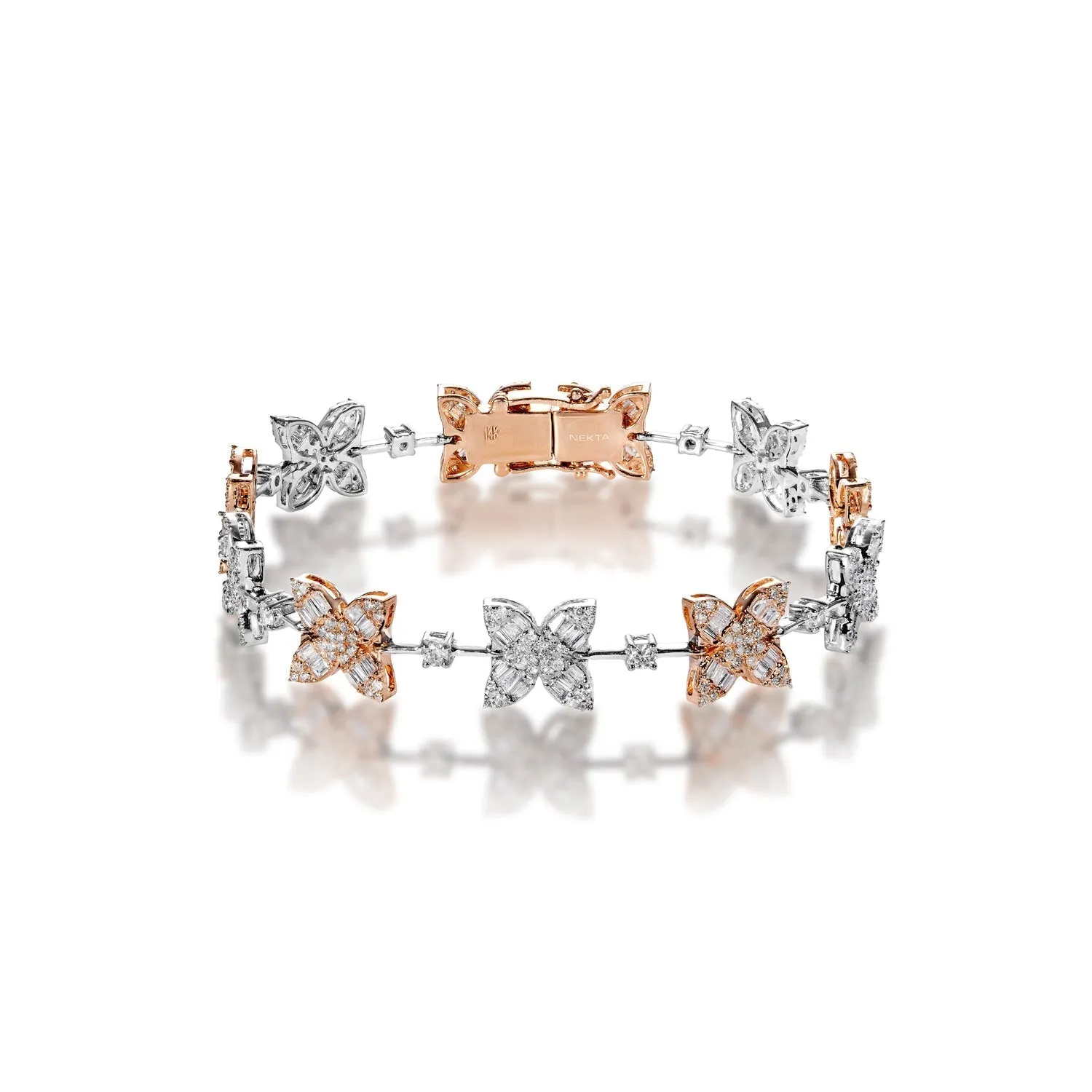 Carly 4 Carat Combine Mix Shape Diamond Bracelet in 14k White & Rose Gold