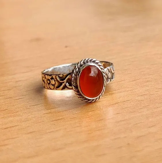 Carnelian 925 Sterling Silver Oval Gemstone Handmade Ring