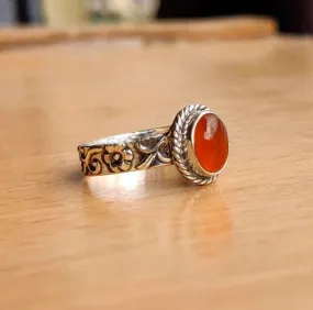 Carnelian 925 Sterling Silver Oval Gemstone Handmade Ring