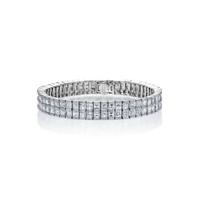 Carre 19 Carats Combine Mix Shape Diamond Double Row Bracelet in 18k White Gold