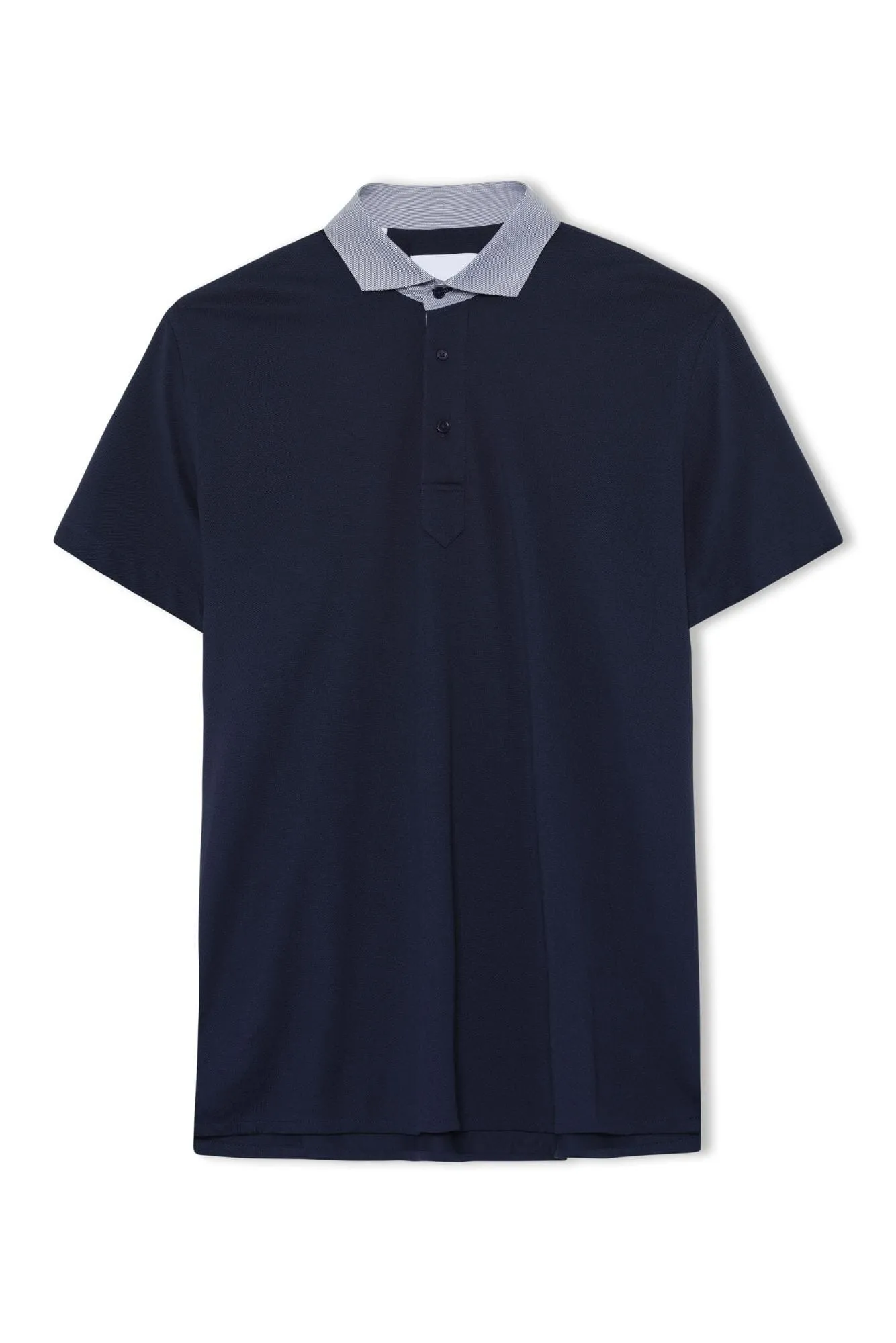 CGC Polo Shirt - Navy Pique with Mini Stripe Contrast