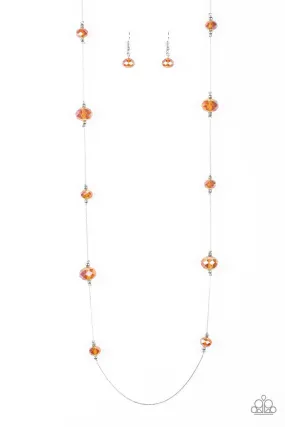 Champagne On The Rocks Orange and Silver Necklace - Paparazzi Accessories