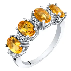 Citrine Oval Cut Sterling Silver Band Size 5