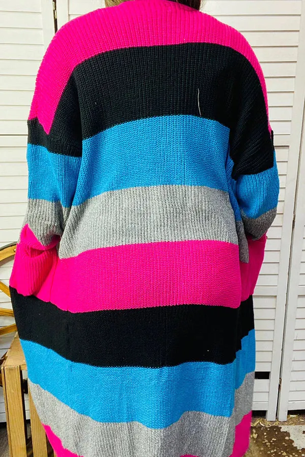 Color Block Sweater Duster