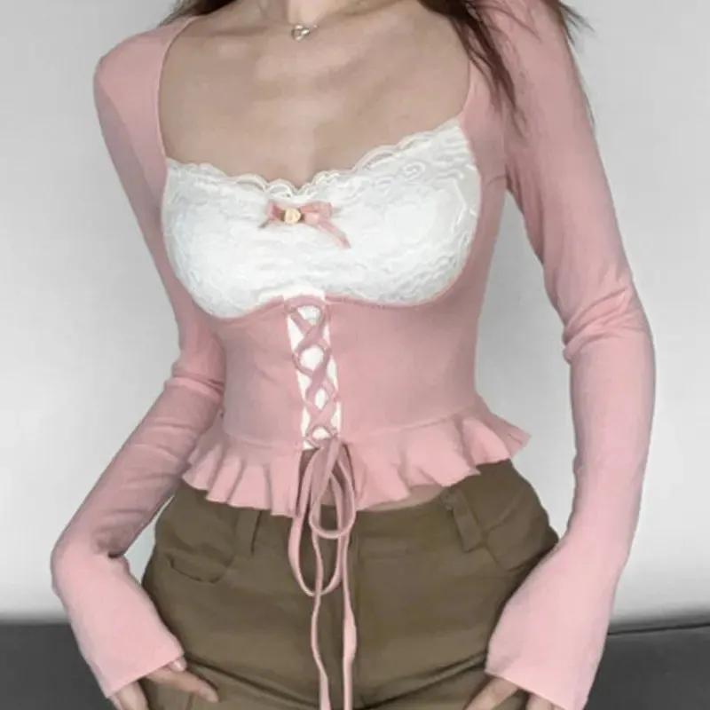 Coquette Pink Long Sleeve Top