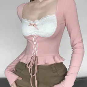 Coquette Pink Long Sleeve Top