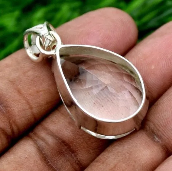 Crystal Quartz 925 Sterling Silver Handmade Pendant