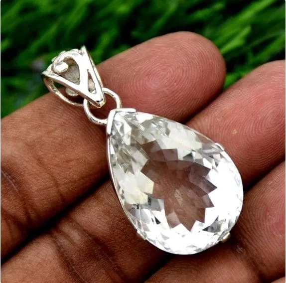 Crystal Quartz 925 Sterling Silver Handmade Pendant