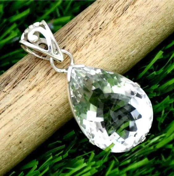 Crystal Quartz 925 Sterling Silver Handmade Pendant