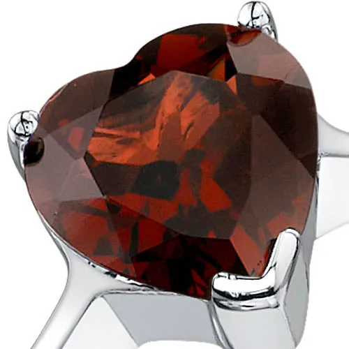 Cupids Heart 2.25 Carats Garnet Ring in Sterling Silver Size 6