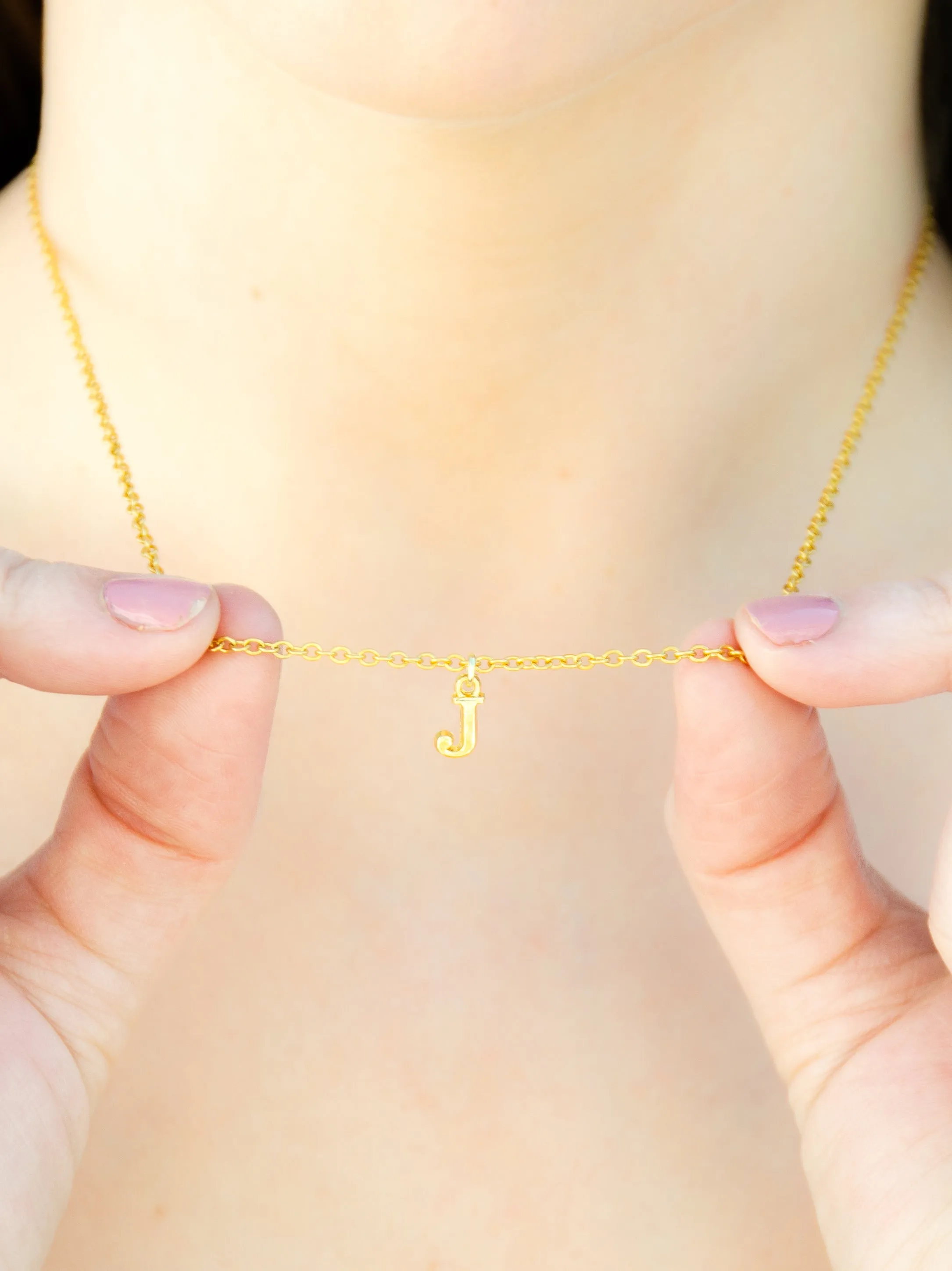 Custom 14K Gold Initial Necklace Holly Christmas Gift