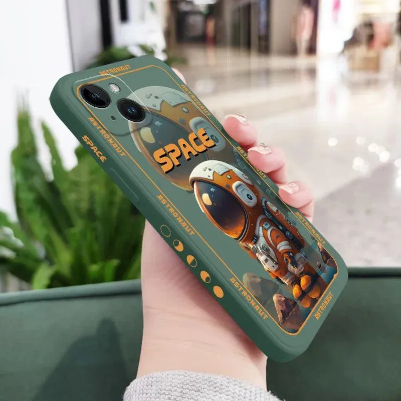 Cute Cartoon Astronaut Phone Case for iPhone 12, 11, 13, 14 Pro Max, X, XS, XR Plus