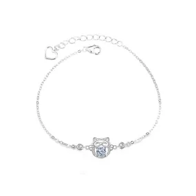 Cute Fortune Cat Moissan Diamond Bracelet