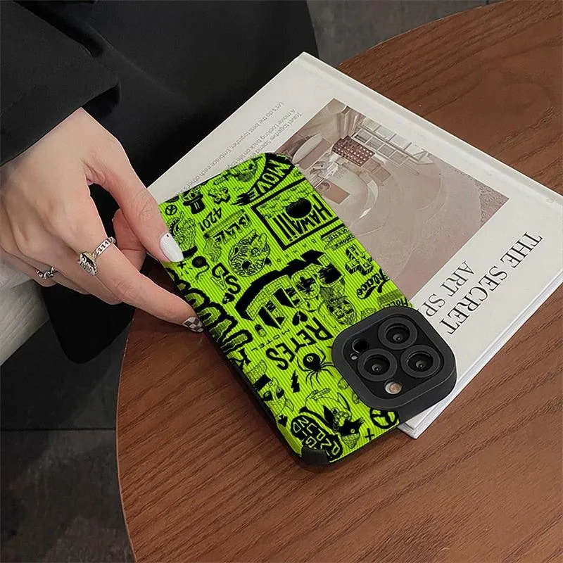 Cute Graffiti Fashion Phone Case - Soft Cover for iPhone 14, 13, 12, 11 Pro Max, XR, X, XS Max, 6, 7, 8 Plus