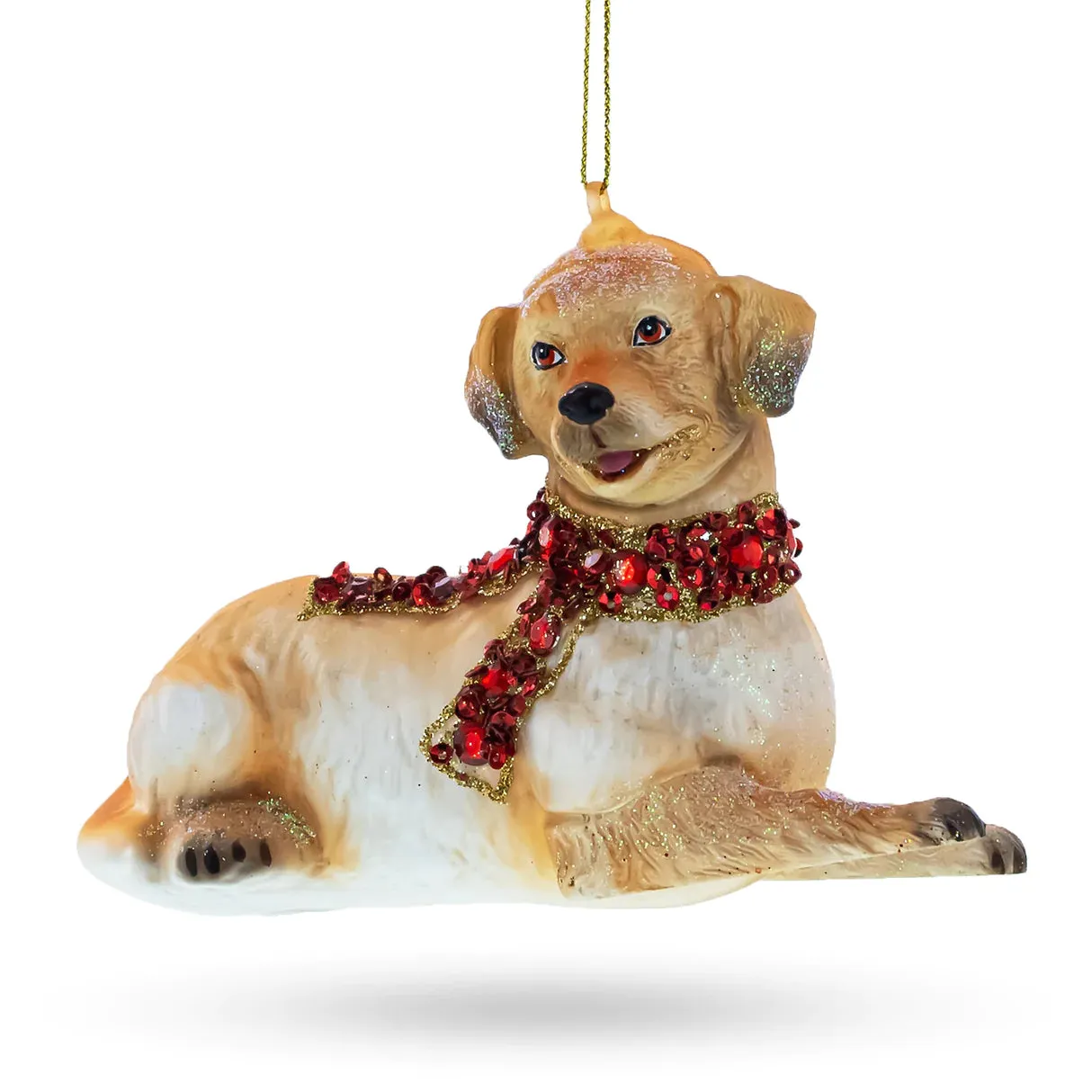 Dashing Golden Retriever with Jeweled Collar Ornament