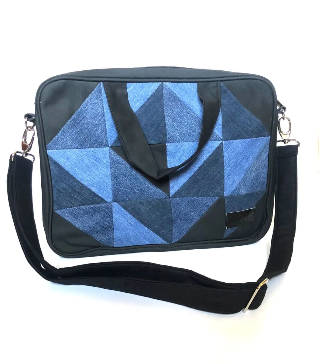 Denim Laptop Bag - Square Patchwork