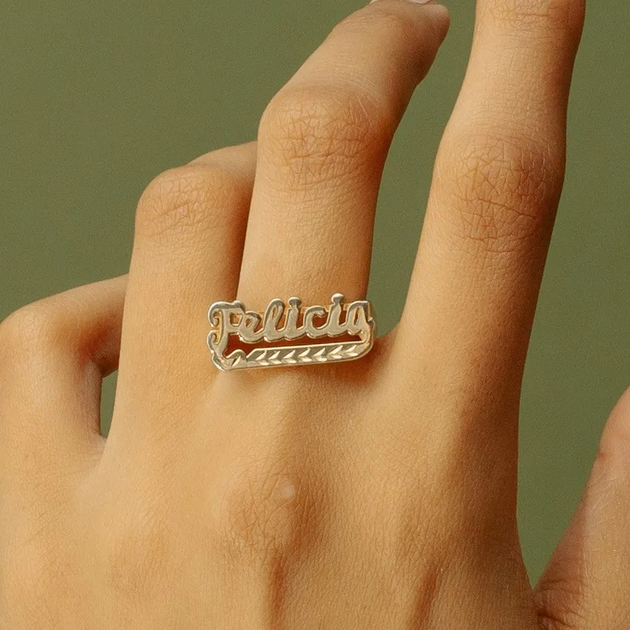 Diamond Cut Name Ring