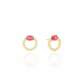 EARRING CIRCLE RUBY CRYSTAL