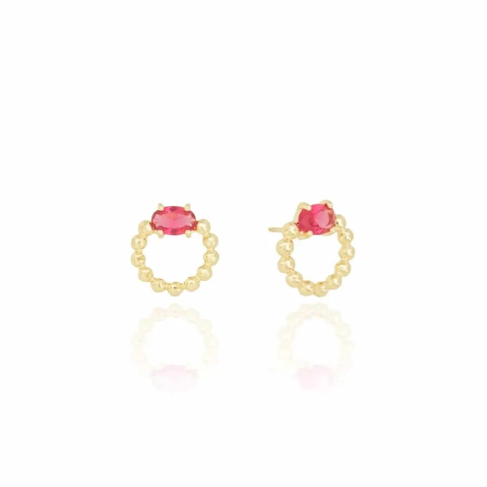 EARRING CIRCLE RUBY CRYSTAL