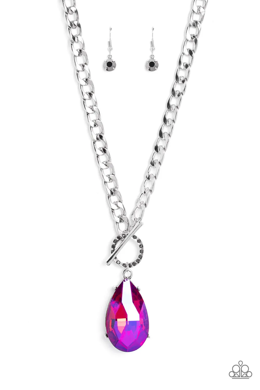 Edgy Exaggeration Pink-Necklace