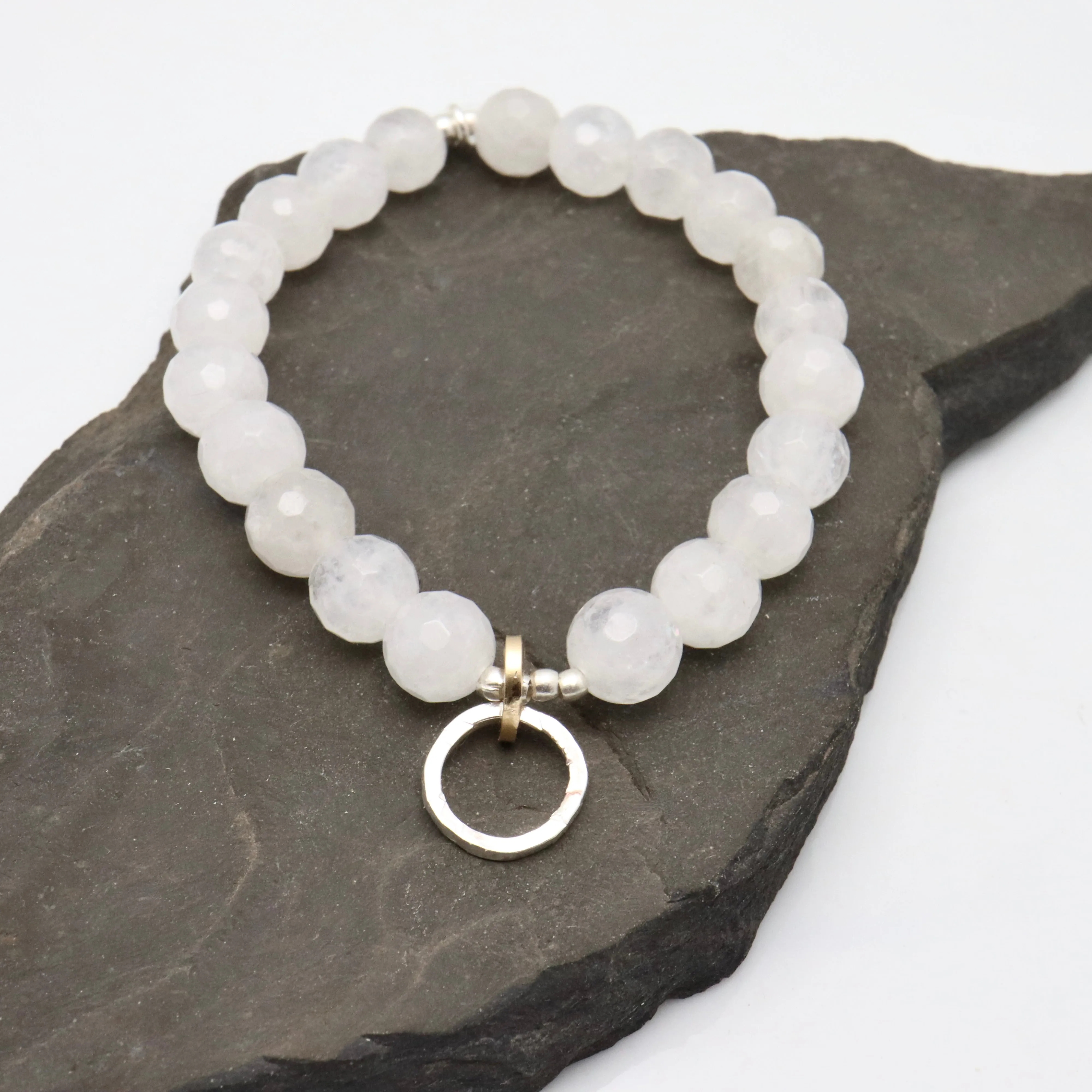 Ellipse Collection:  White Jade Ellipse Stretch Bracelet