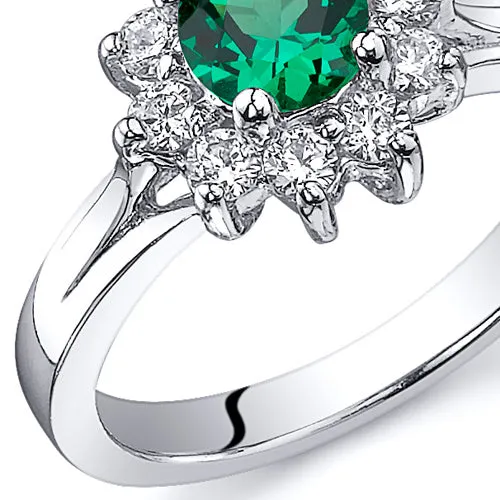 Emerald Ring Sterling Silver Round Shape Size 9