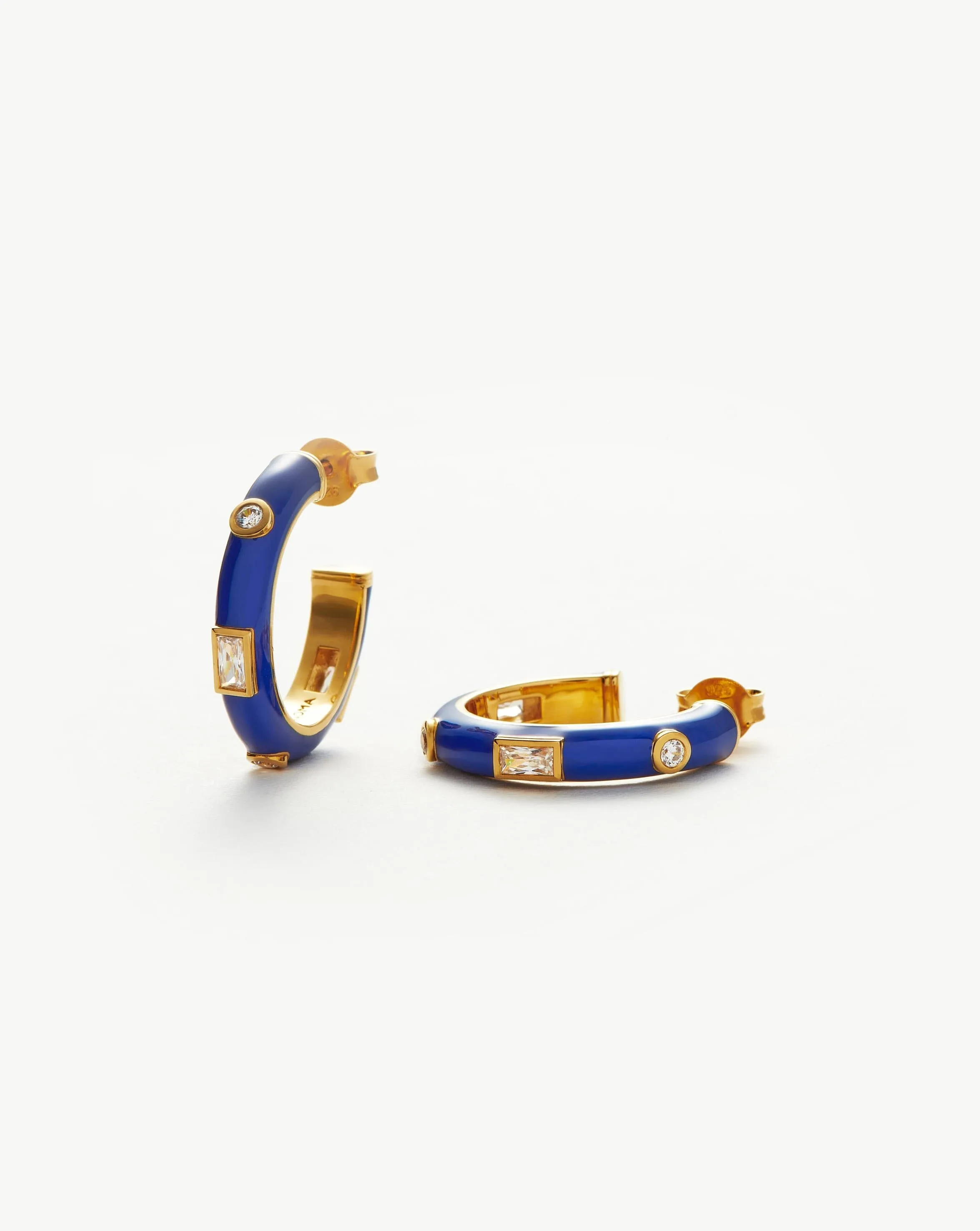 Enamel & Stone Medium Hoop Earrings