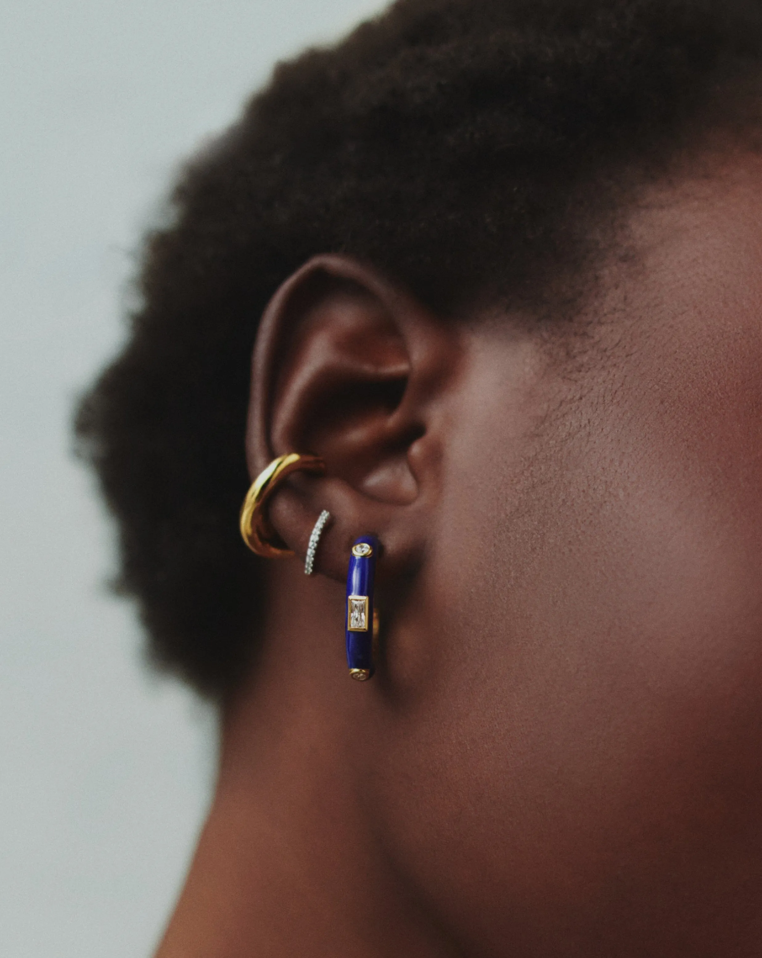 Enamel & Stone Medium Hoop Earrings