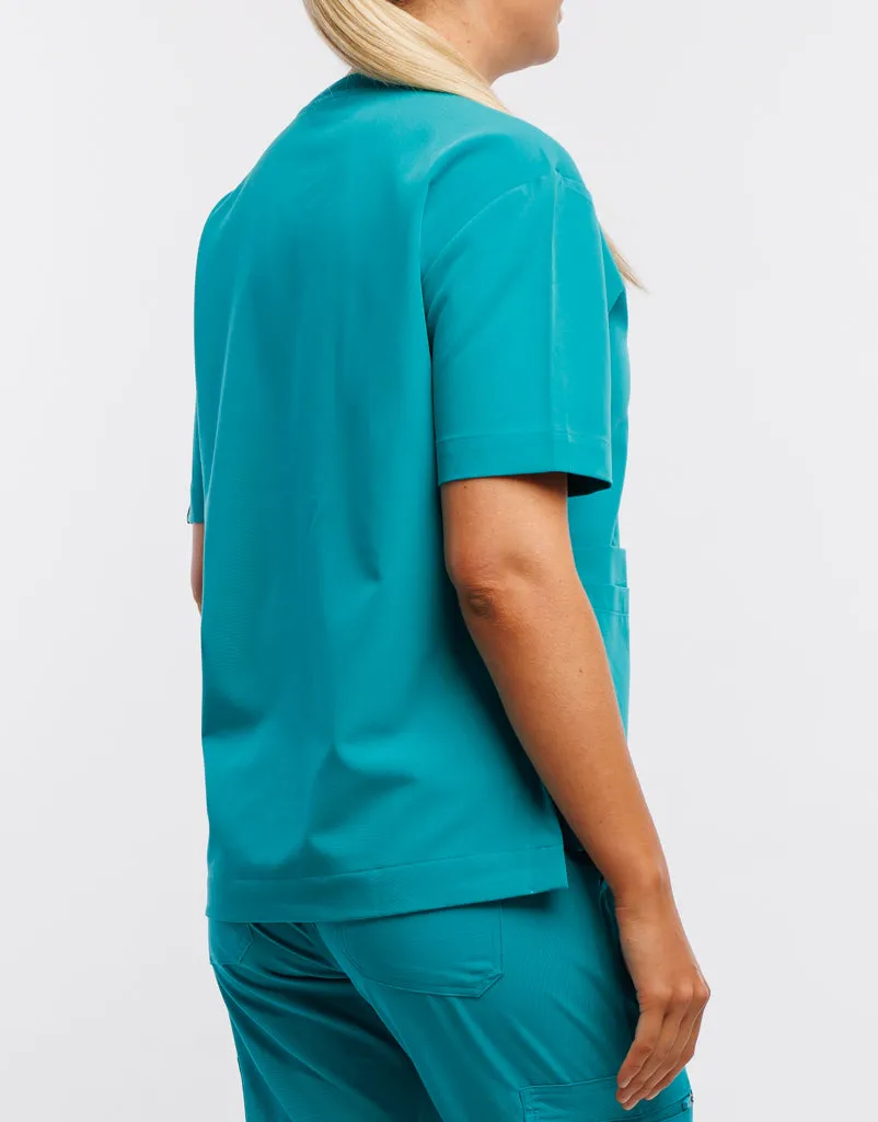 Essential Crewneck Scrub Top - Sydney Teal