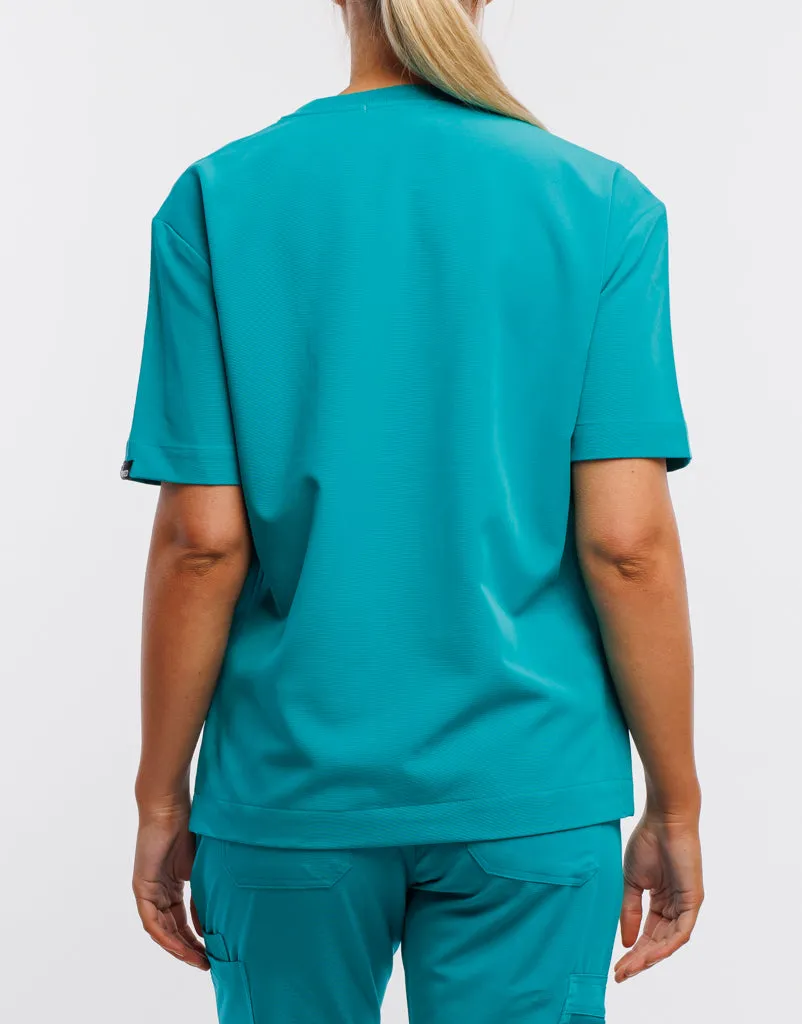 Essential Crewneck Scrub Top - Sydney Teal