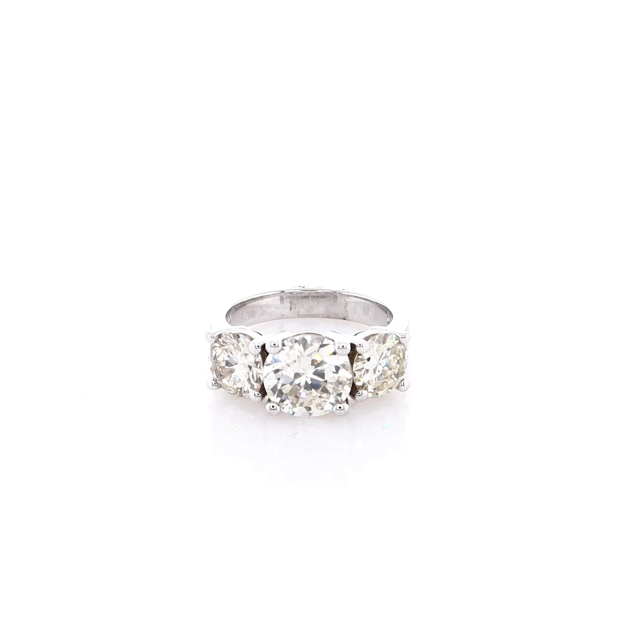 Estate 14k White Gold Three Across Transitional Basket Diamond Ring