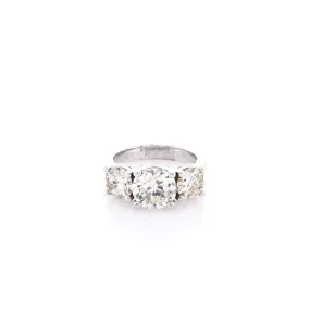 Estate 14k White Gold Three Across Transitional Basket Diamond Ring