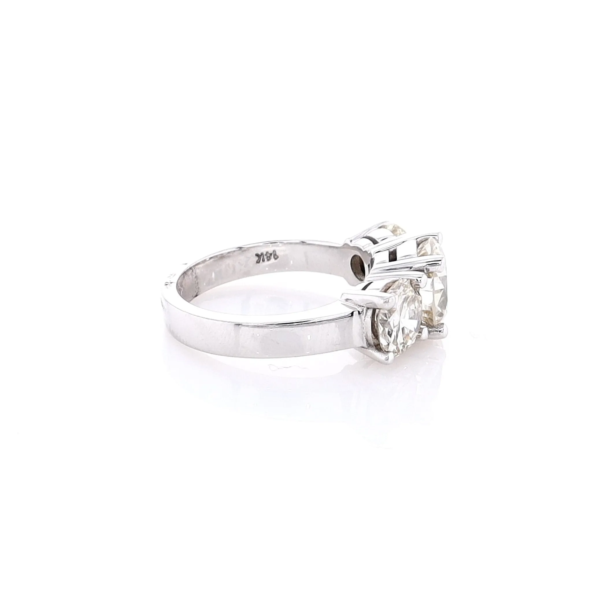 Estate 14k White Gold Three Across Transitional Basket Diamond Ring