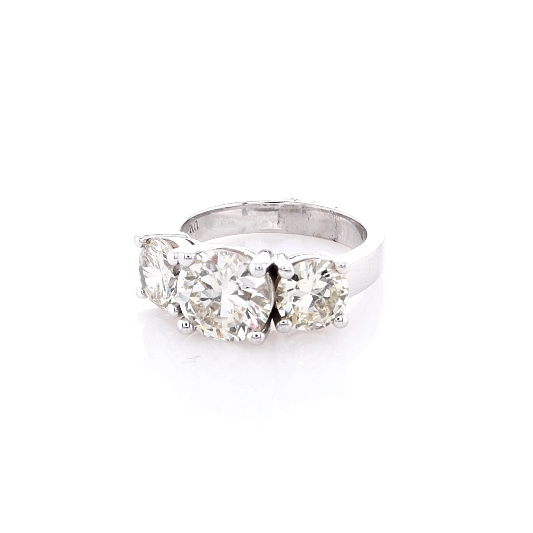 Estate 14k White Gold Three Across Transitional Basket Diamond Ring