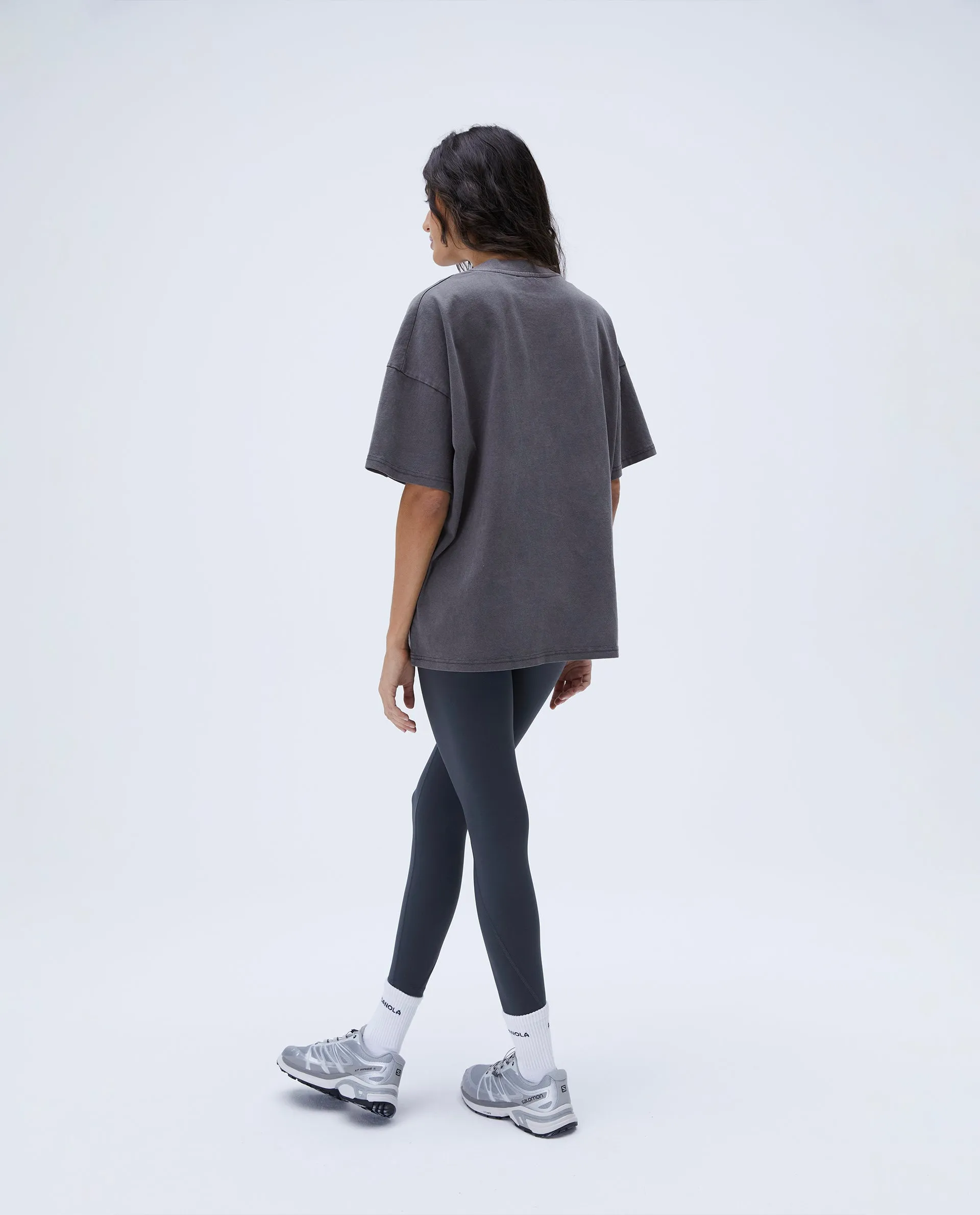 Freehand Washed Short Sleeve Boxy T-shirt - Charcoal Grey