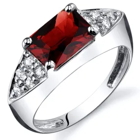 Garnet Radiant Cut Sterling Silver Ring Size 8