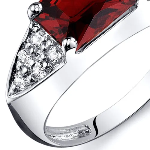 Garnet Radiant Cut Sterling Silver Ring Size 8