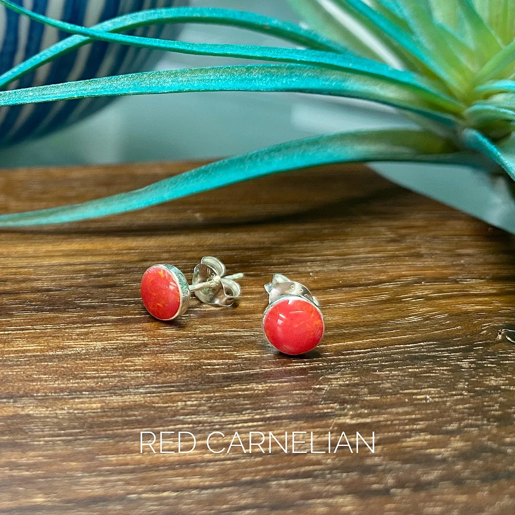 Gemstone Bezel Stud Earrings