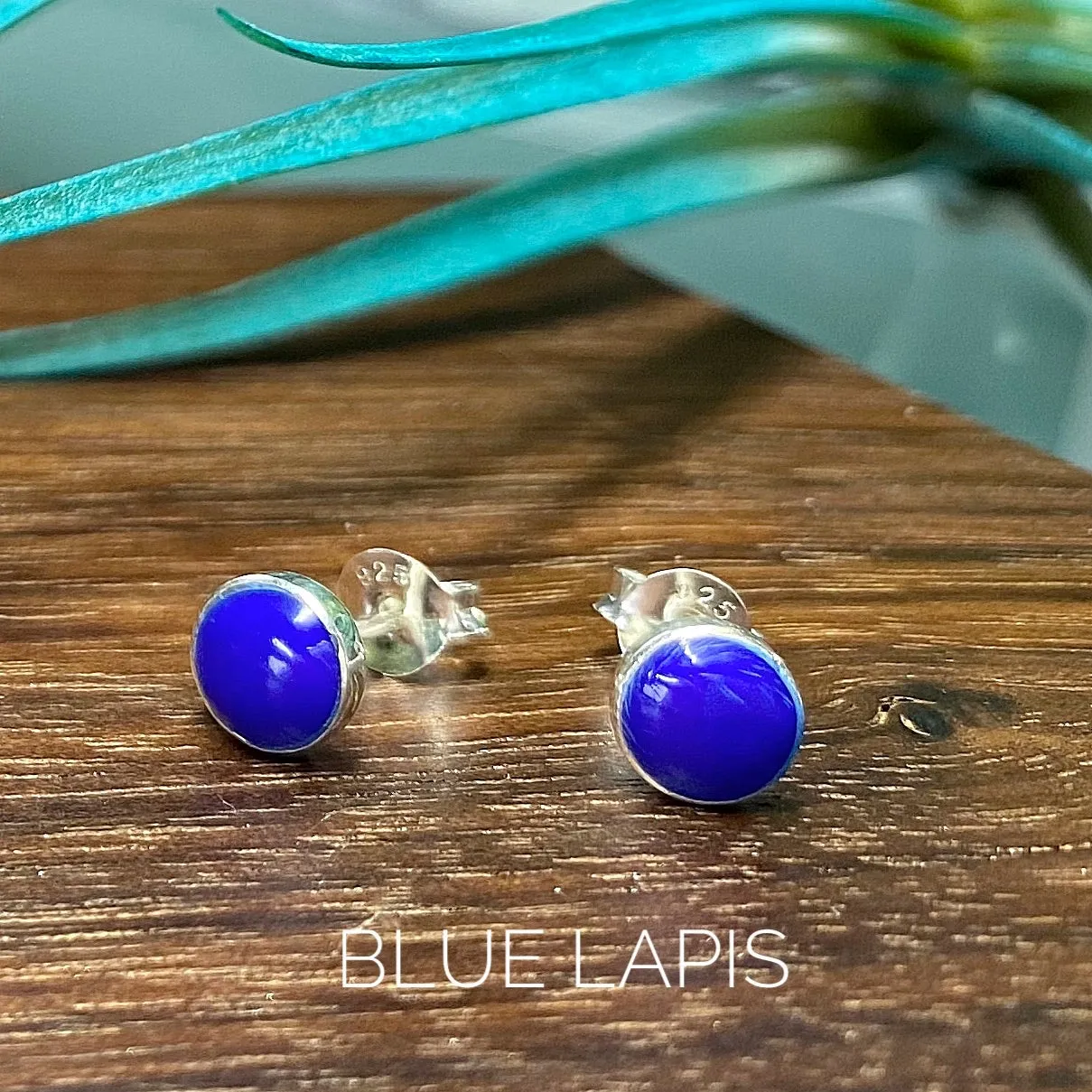 Gemstone Bezel Stud Earrings