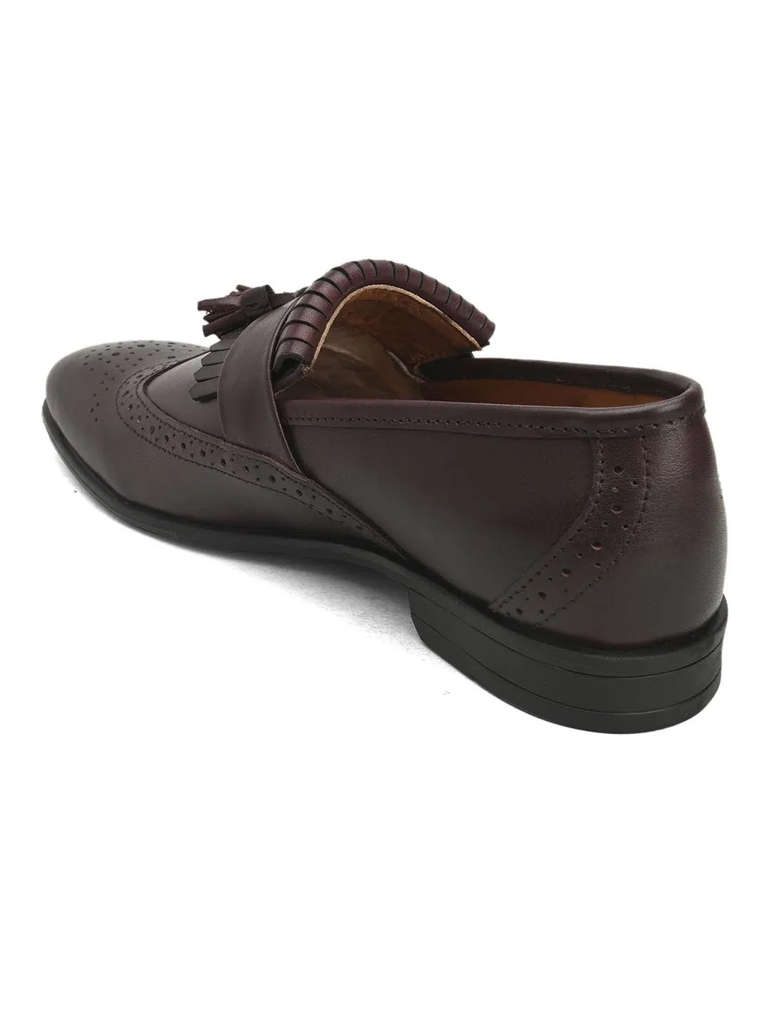 Genuine Leather Brown Fancy Party/ Dress Formal Slip On Shoes