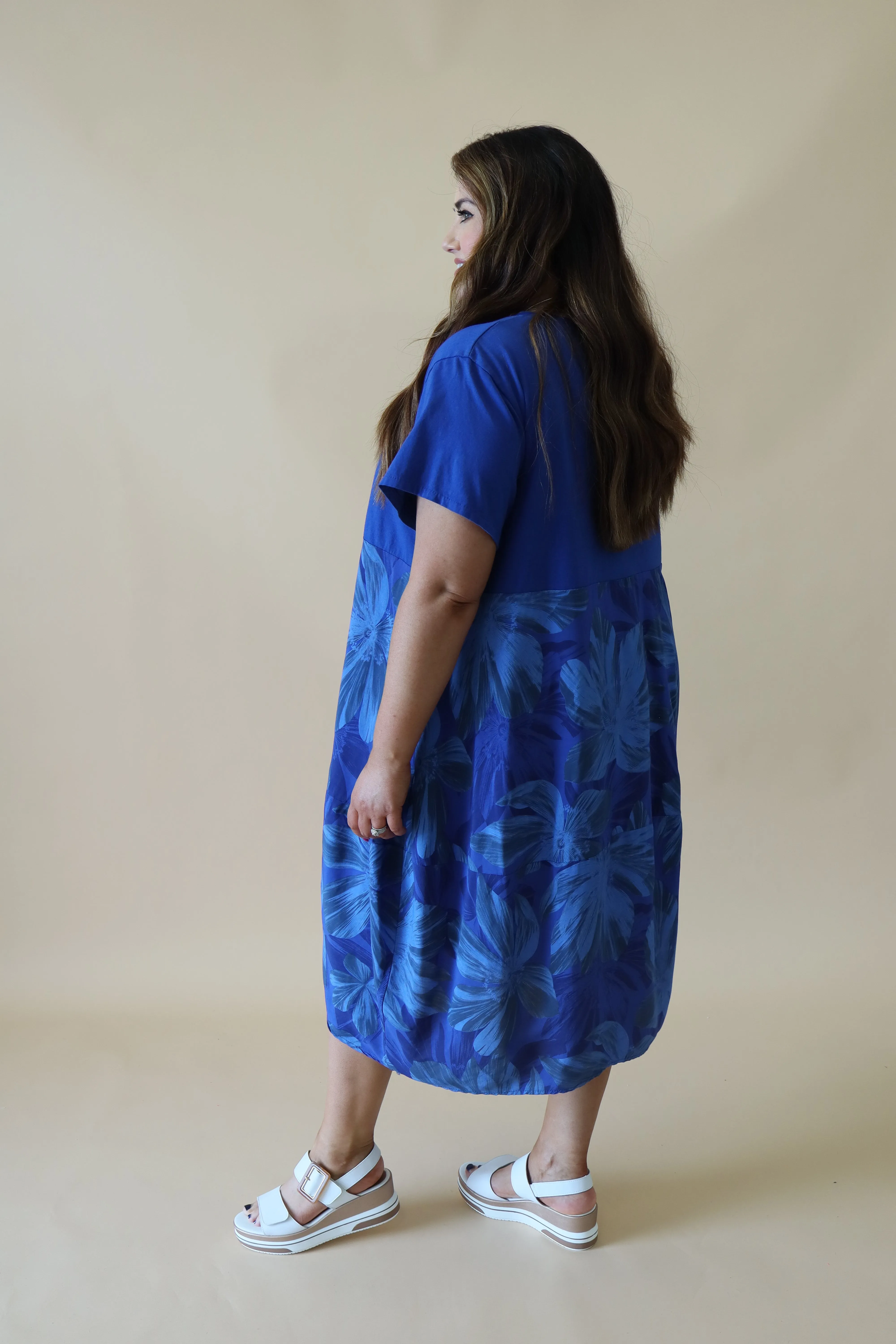 Gianni Floral Dress in Royal Blue