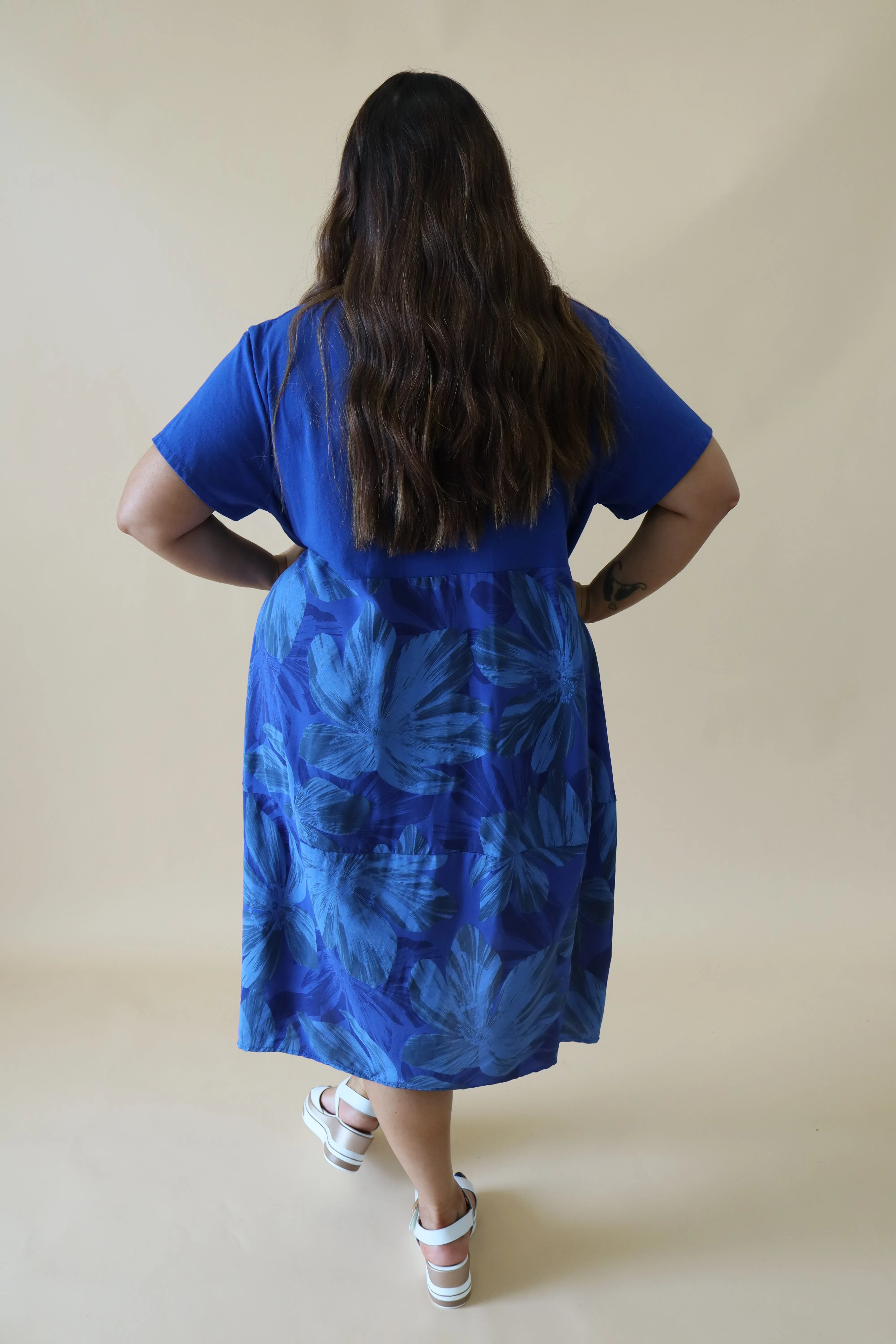 Gianni Floral Dress in Royal Blue