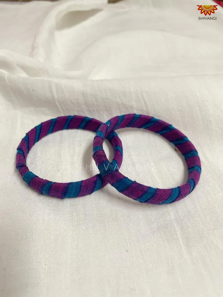 Girls Handmade Thread Bangles in Blue and Violet