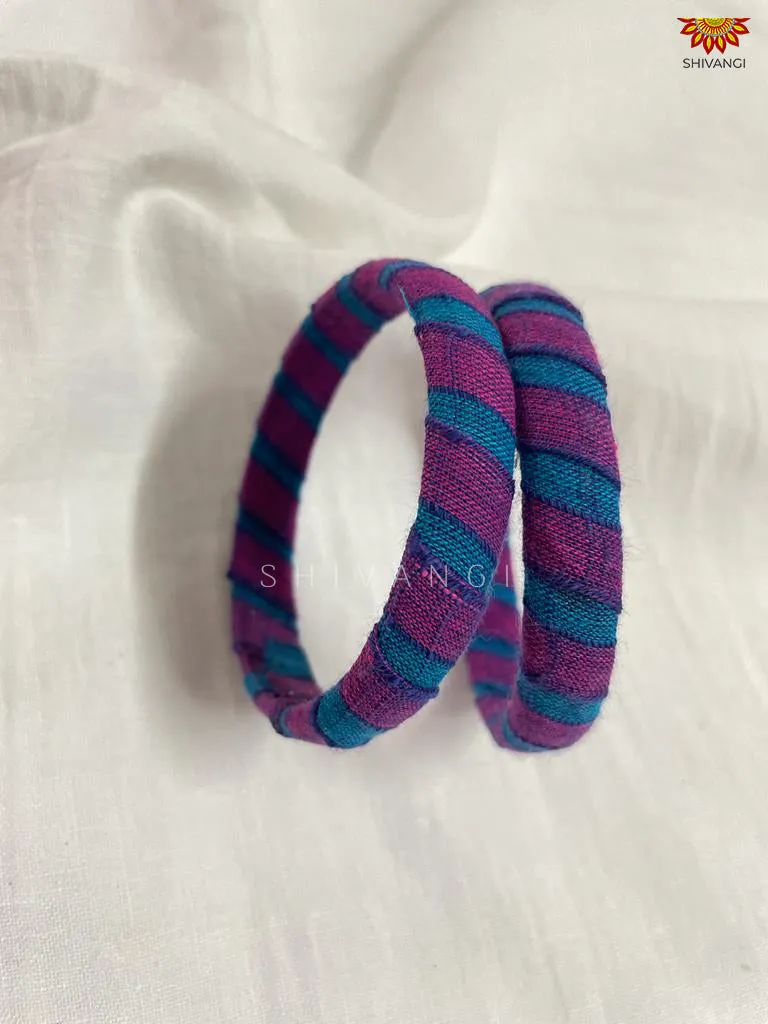 Girls Handmade Thread Bangles in Blue and Violet