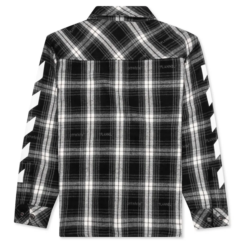 Girls Helvetica Diag Check Flannel - Black/White