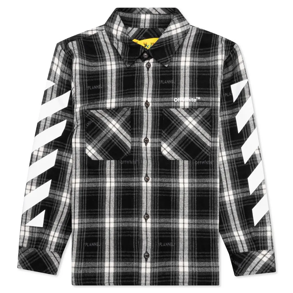 Girls Helvetica Diag Check Flannel - Black/White